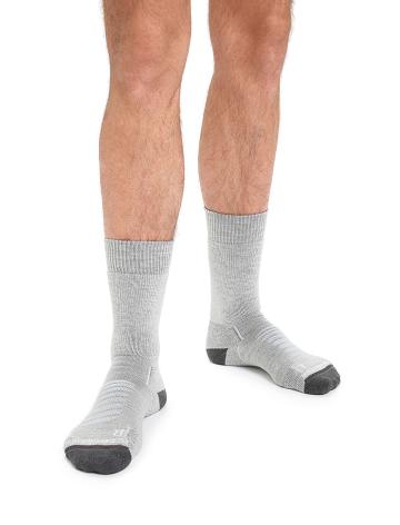 Men's Icebreaker Merino Hike+ Heavy Crew Socks Blizzard Heather / Snow | CA 1927MQZA